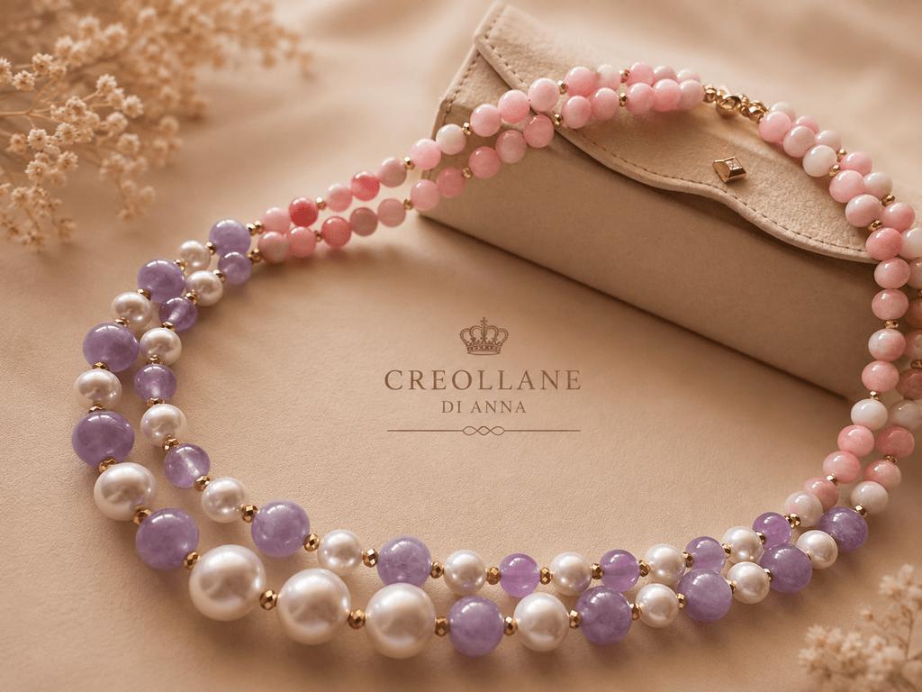 Collane Collana Multifilo Giada Viola Perle Maiorca | Made in Italy - Handmade Made in Italy