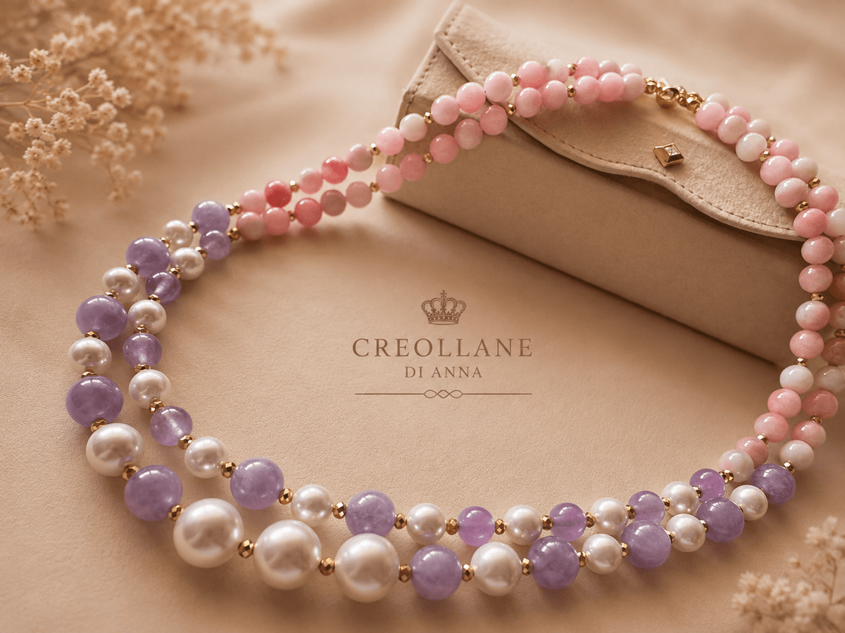 Collane Collana Multifilo Giada Viola Perle Maiorca | Made in Italy - Handmade Made in Italy