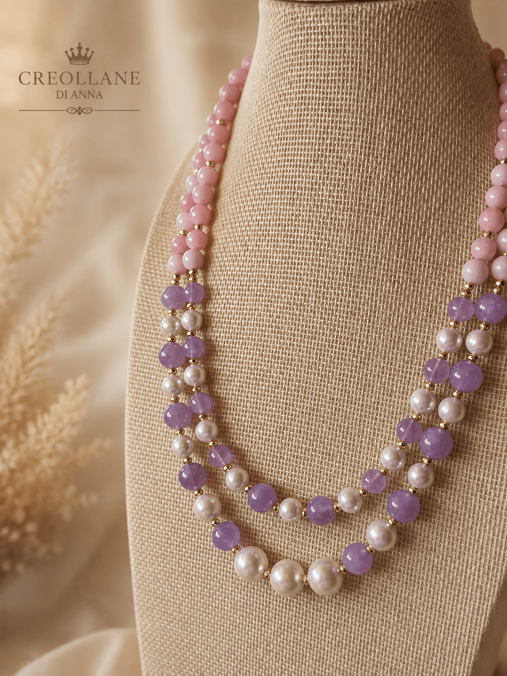 Collane Collana Multifilo Giada Viola Perle Maiorca | Made in Italy - Handmade Made in Italy