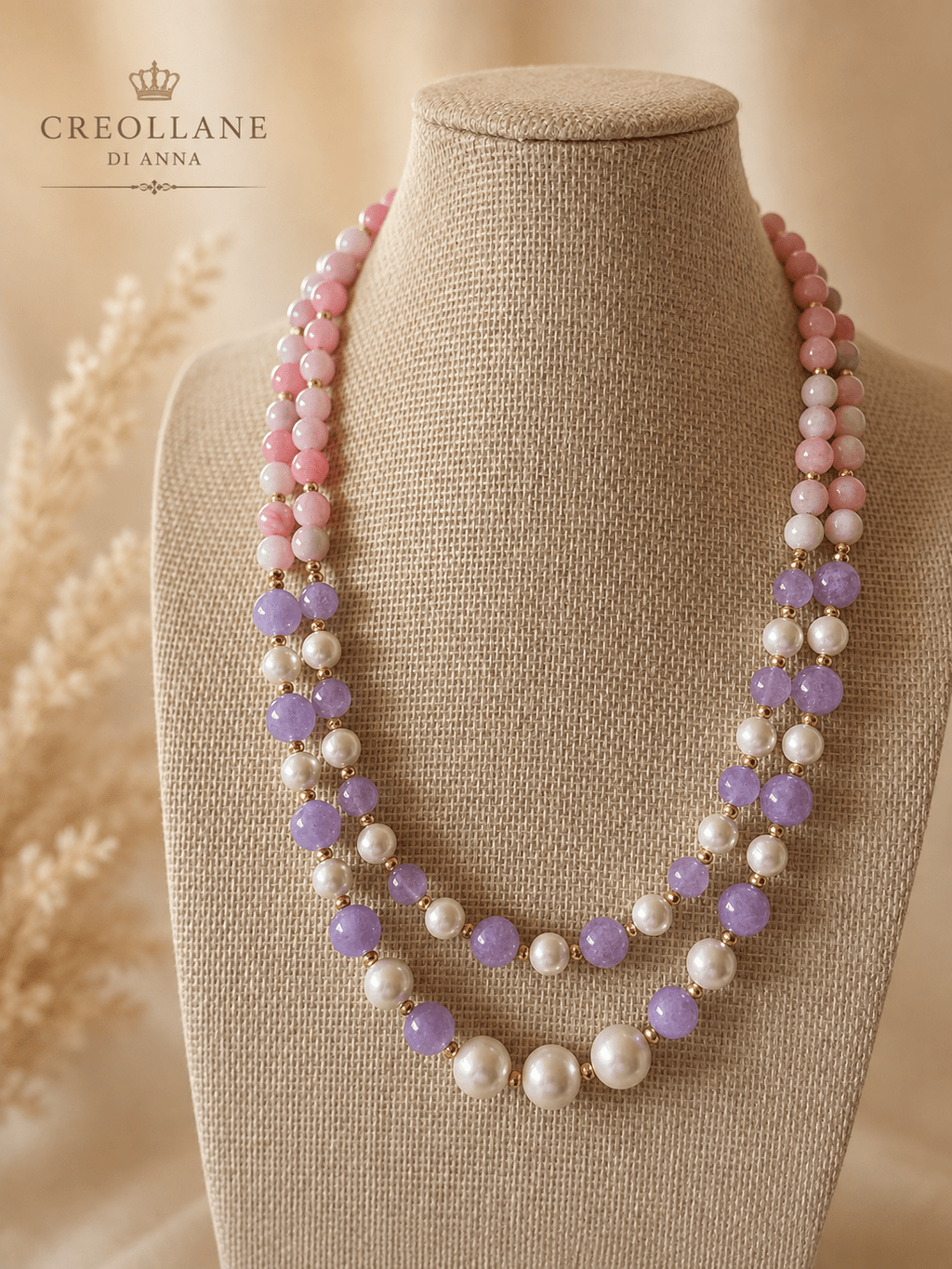Collane Collana Multifilo Giada Viola Perle Maiorca | Made in Italy - Handmade Made in Italy