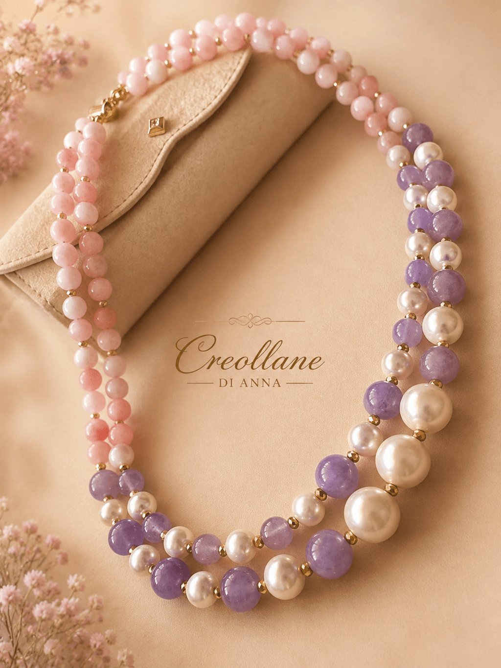 Collane Collana Multifilo Giada Viola Perle Maiorca | Made in Italy - Handmade Made in Italy