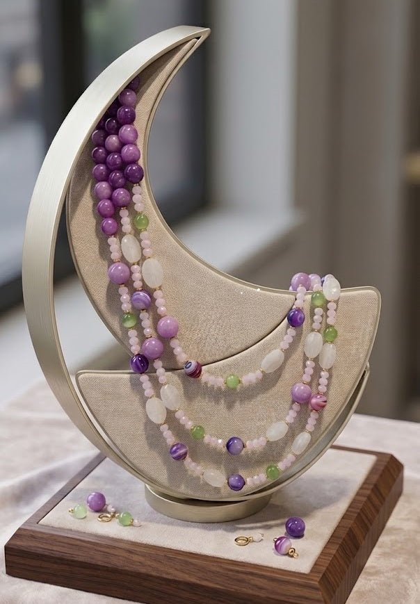 Collane Collana Multifilo in Pietra Naturale Lilla, Viola e Bianca | Handmade Italia - Handmade Made in Italy