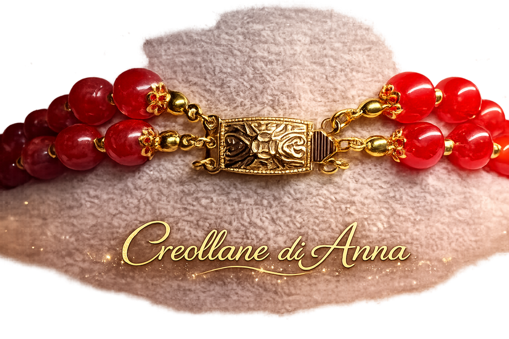 Collane Collana Multistrato Artigianale Handmade | Giada Gialla, Agata Bianca e Ceramica a Fiore | Made in Italy - Handmade Made in Italy