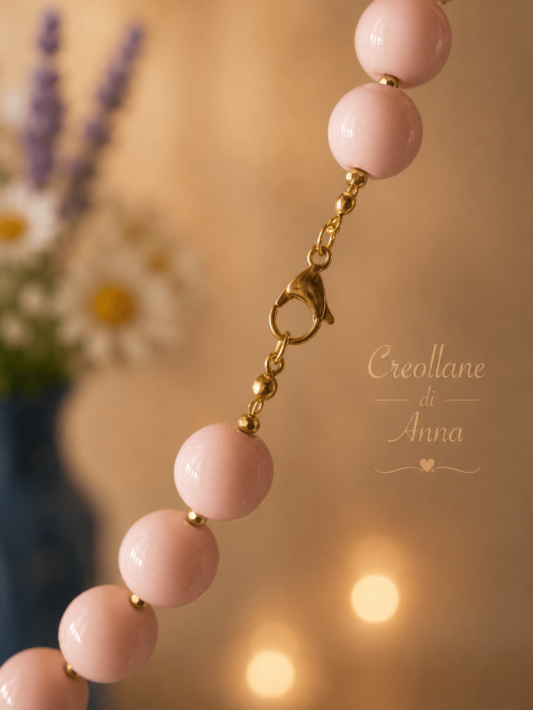 Collane Collana Pietre Naturali – Opale Rosa, Perle di Maiorca e Cameo in Conchiglia con Ciondolo | Made in Italy - Handmade Made in Italy