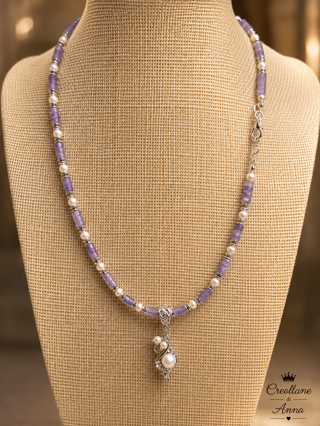 Collane Set Collana e Orecchini Artigianale Handmade | Tanzanite, Ematite Silver e Perle di Maiorca | Made in Italy - Handmade Made in Italy