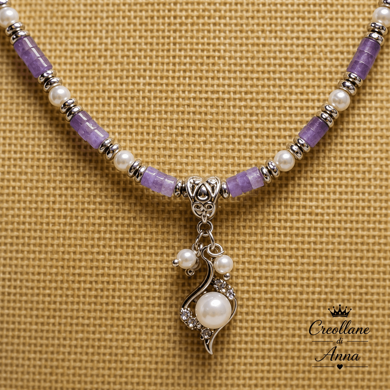 Collane Set Collana e Orecchini Artigianale Handmade | Tanzanite, Ematite Silver e Perle di Maiorca | Made in Italy - Handmade Made in Italy