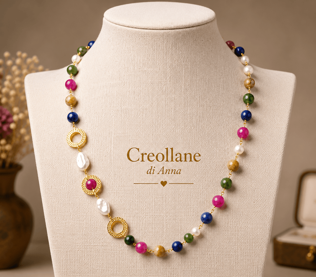 Collane Set Gioielli Artigianale Handmade | Agata a Catena Rosario | Collana, Orecchini e Bracciale | Made in Italy - Handmade Made in Italy