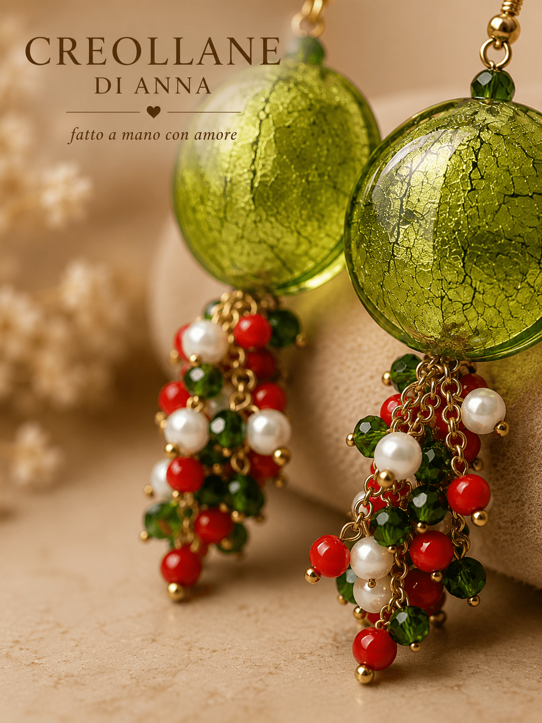 Orecchini Orecchini Artigianali Handmade | Vetro di Murano, Cristalli Sfaccettati e Perle d'Acqua Dolce | Made in Italy - Handmade Made in Italy