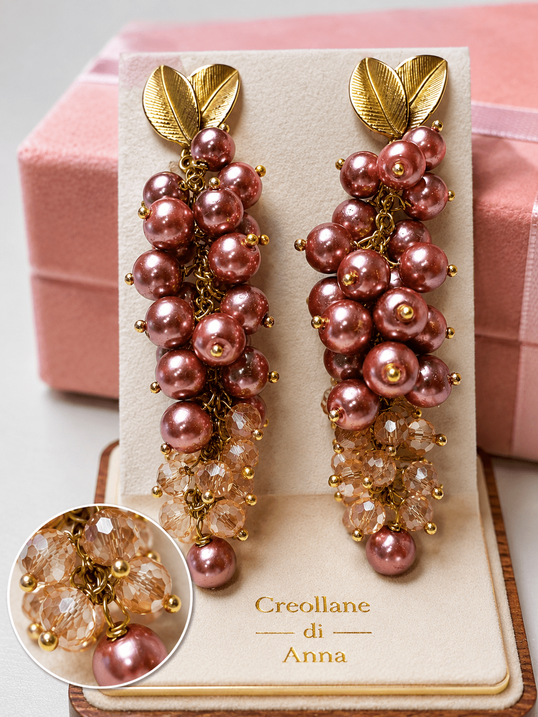 Orecchini Orecchini Pendenti Artigianali Handmade | Cristalli e Perle Naturali a Perno | Made in Italy - Handmade Made in Italy