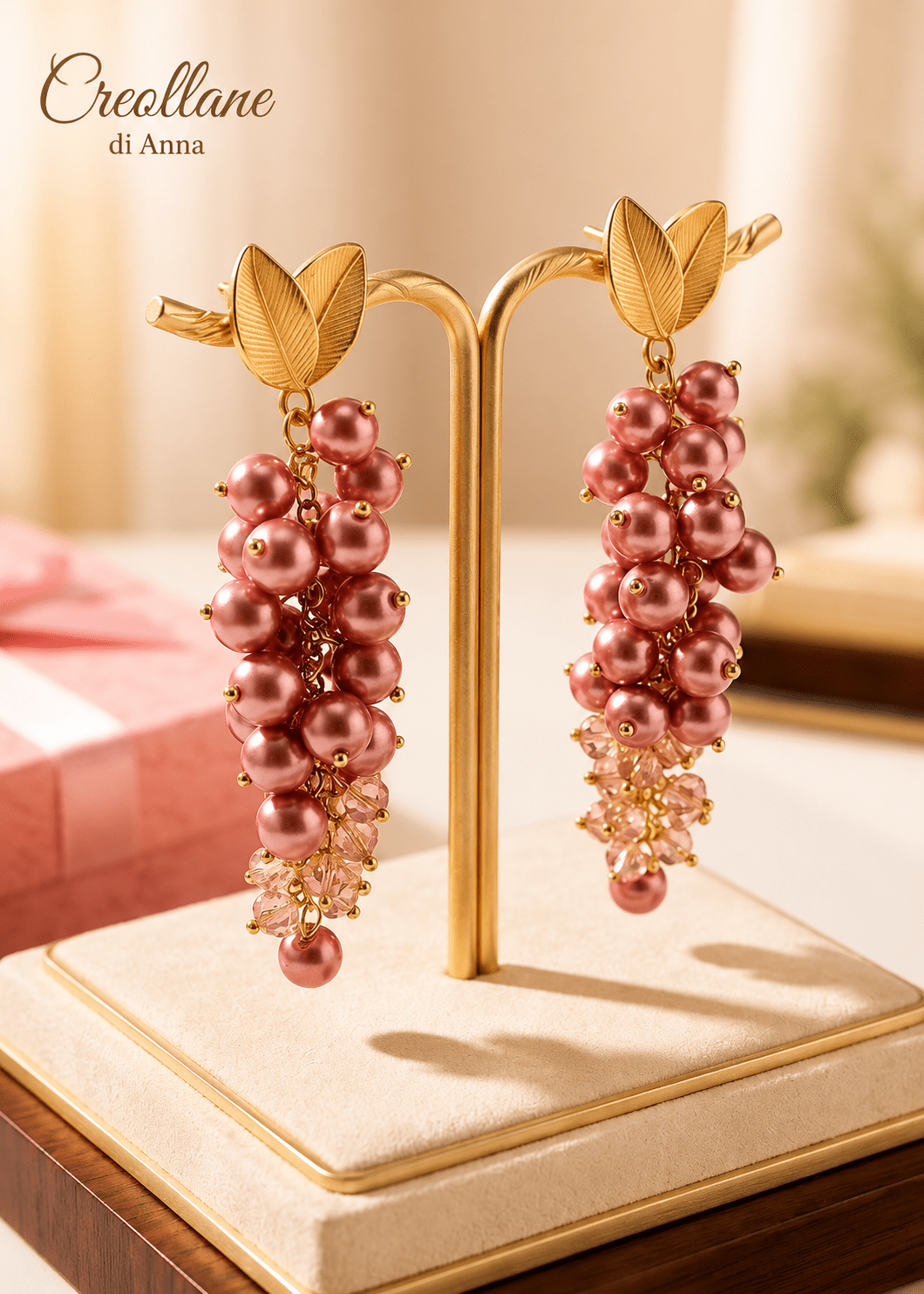 Orecchini Orecchini Pendenti Artigianali Handmade | Cristalli e Perle Naturali a Perno | Made in Italy - Handmade Made in Italy