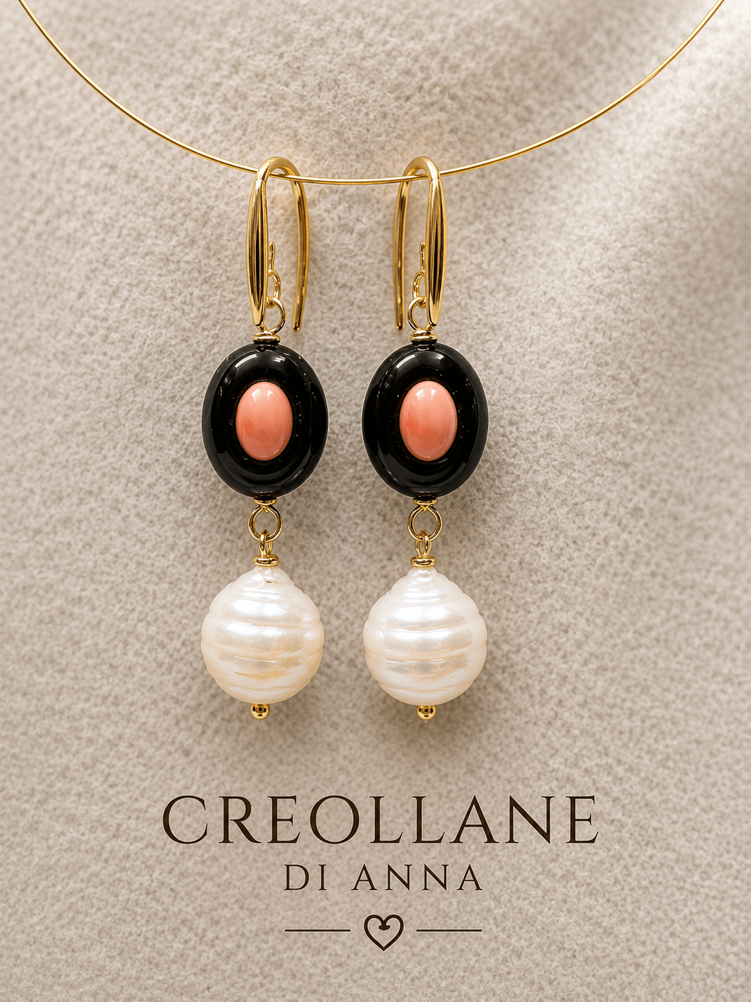 Orecchini Orecchini Pendenti Artigianali Handmade | Onice Nero e Perle di Fiume Coltivate | Made in Italy - Handmade Made in Italy