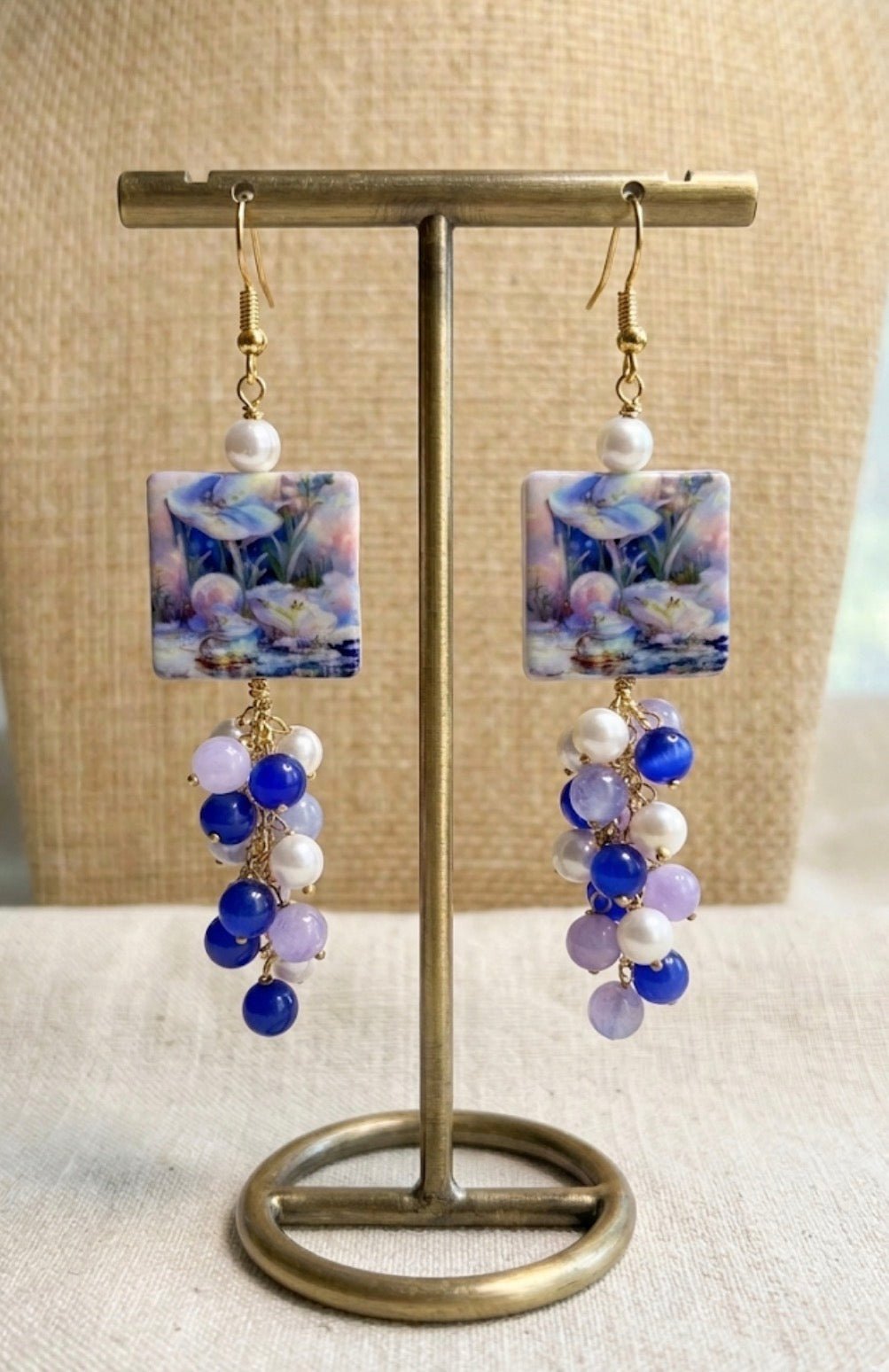 Orecchini Orecchini Pendenti Lunghi in Ceramica con Paesaggio | Handmade Italia - Handmade Made in Italy