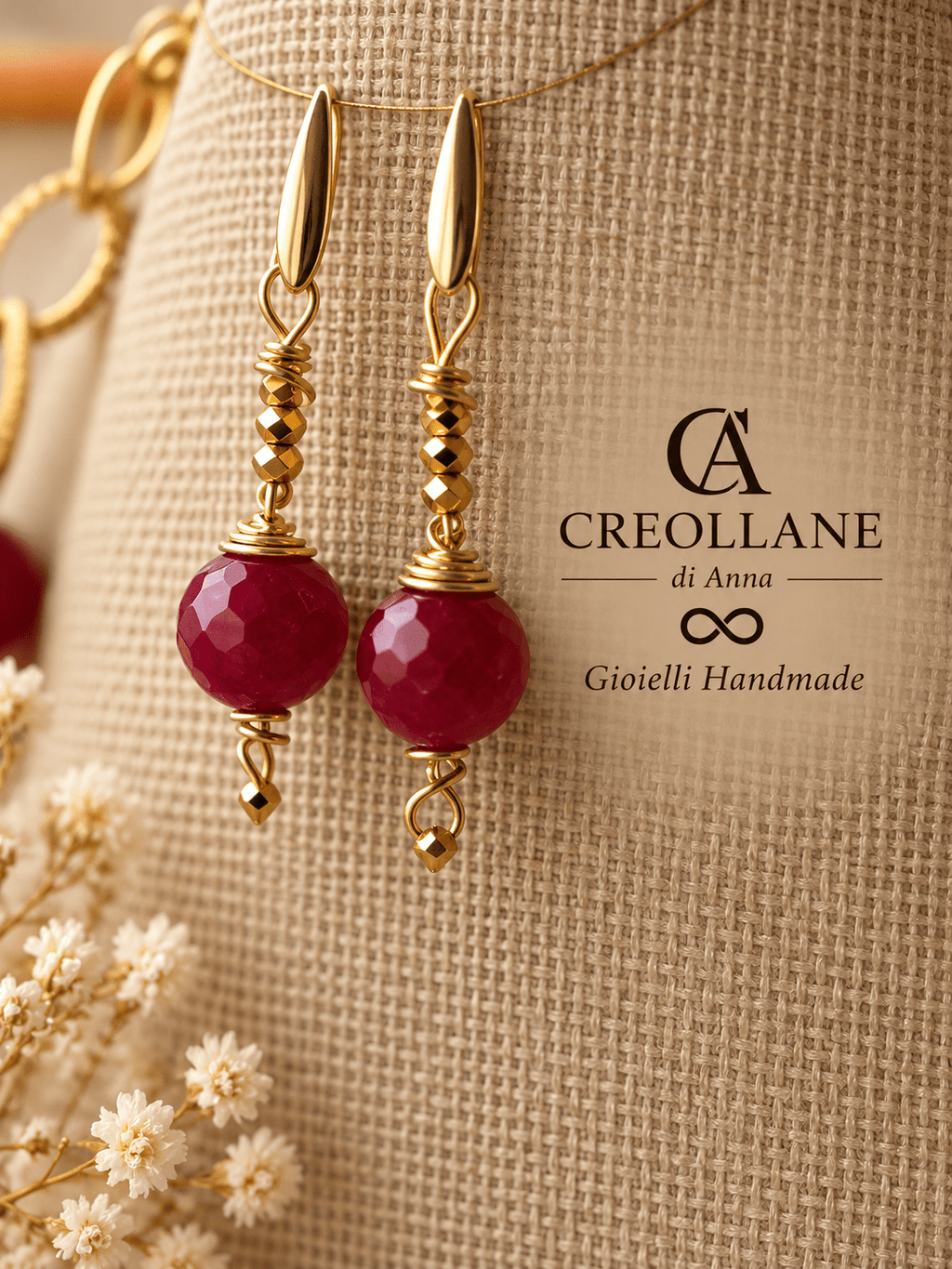 Set collana e orecchini Collana e Orecchini Quarzo Rosa e Radice di Rubino | Made in Italy - Handmade Made in Italy