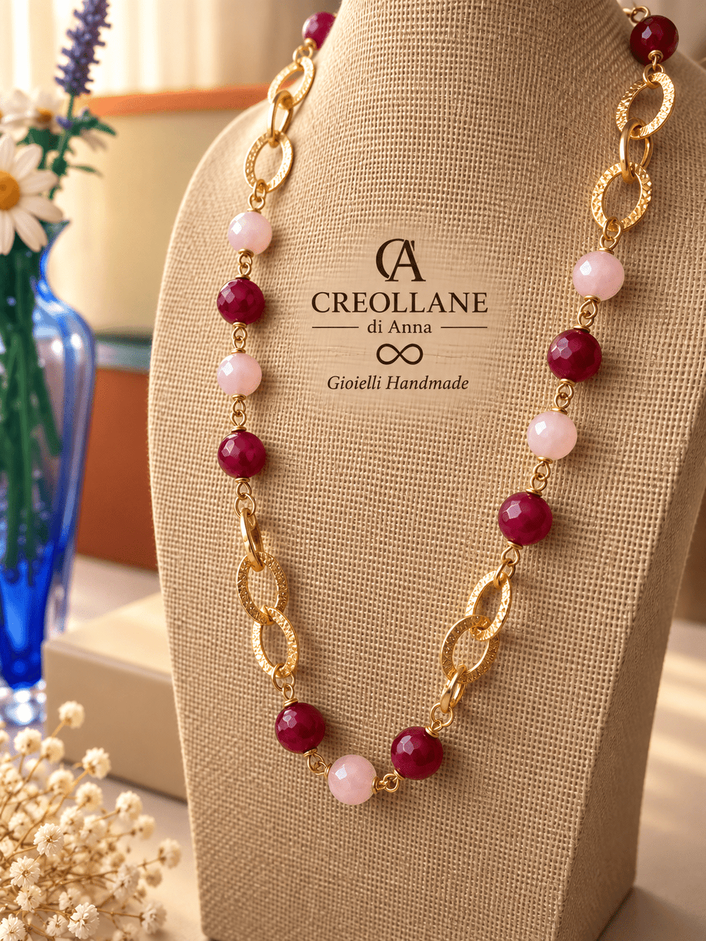 Set collana e orecchini Collana e Orecchini Quarzo Rosa e Radice di Rubino | Made in Italy - Handmade Made in Italy