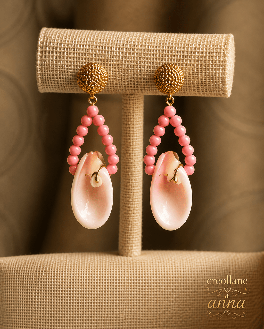 Set Gioielli Set Collana e Orecchini Artigianale Handmade | Perle di Maiorca, Fiore in Conchiglia e Opale Rosa | Made in Italy - Handmade Made in Italy