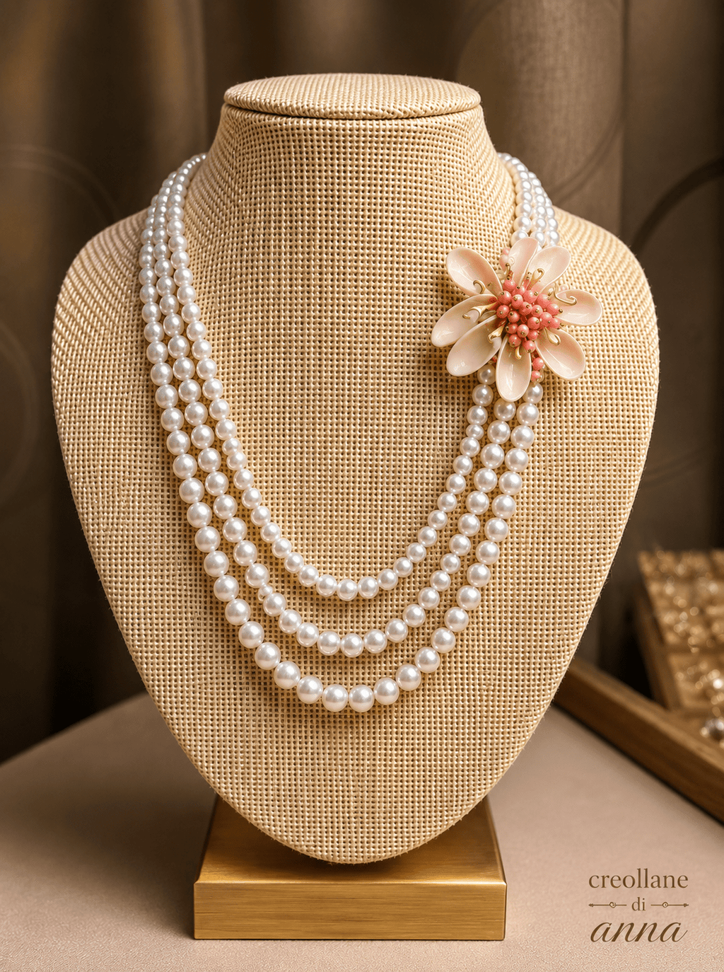 Set Gioielli Set Collana e Orecchini Artigianale Handmade | Perle di Maiorca, Fiore in Conchiglia e Opale Rosa | Made in Italy - Handmade Made in Italy