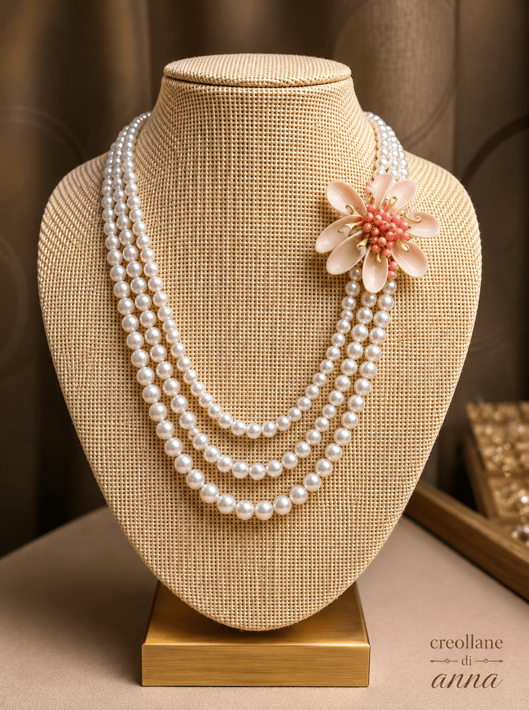 Set Gioielli Set Collana e Orecchini Artigianale Handmade | Perle di Maiorca, Fiore in Conchiglia e Opale Rosa | Made in Italy - Handmade Made in Italy